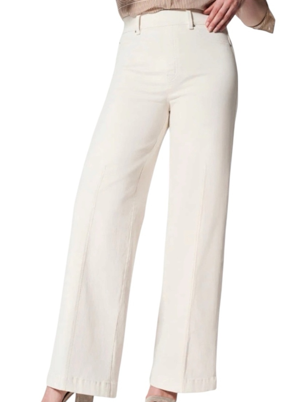 Spanx EveryWear Seamed Front Wide Leg jeans ecru size 1X